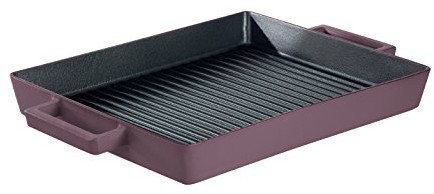 Sambonet 51601g32 Terra.Cotto Cast Iron patelnia do grillowania, prostokątny, żeliwo, Violet, 32 x 26 x 4.5 cm 51601G32