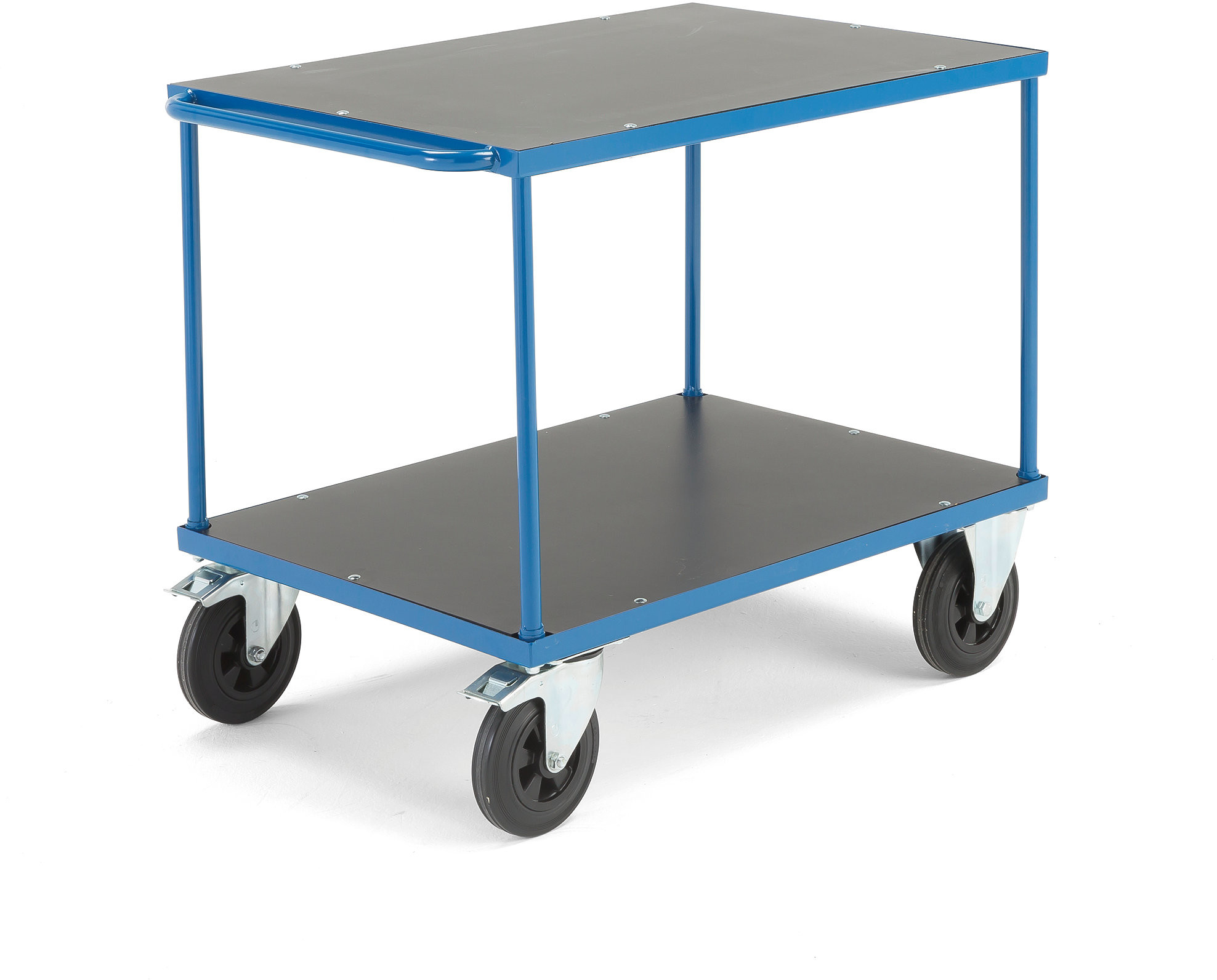 AJ Produkty Wózek platformowy TRANSFER, 1000x700 mm, gumowe koła, z hamulcem