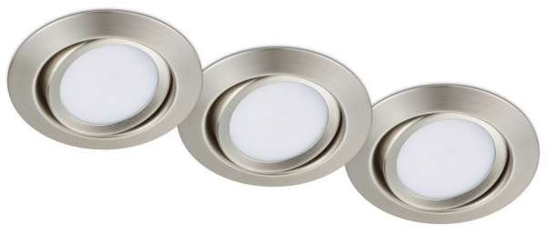Trio Wpuszczane LAMPY sufitowe RILA 650310307 zestaw 3 podtynkowych OPRAW oczka LED 15W do zabudowy nikiel 650310307