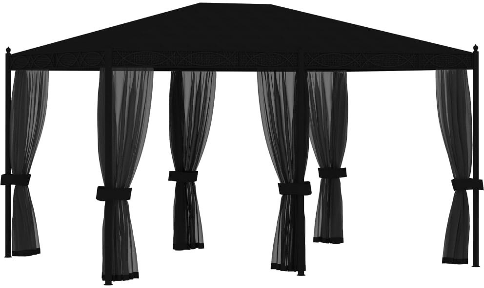 vidaXL Altana ogrodowa z zasłonami z siatki, 3x4 m, antracytowa, stal 48057