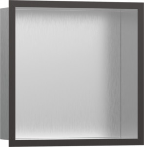 Hansgrohe 56097340 XtraStoris Individual Wnęka ścienna Wnęka ścienna stal szlachetna szczotkowana z ozdobną ramą 30 x 30 x 10 cm czarny chrom szczotkowany