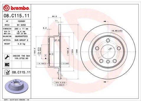 BREMBO Tarcza hamulcowa 08.C115.11