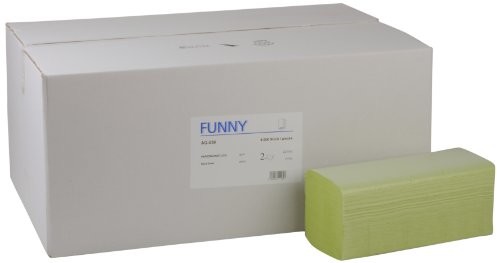 Funny ręcznik do rąk, ZZ składane, 25 x 23 cm, 2lag, zielony, 4000 arkuszy papieru, 1er Pack (1 X 1 sztuki) AG-059