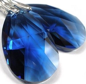 Swarovski Piękne Kolczyki Sapphire Certyfikat