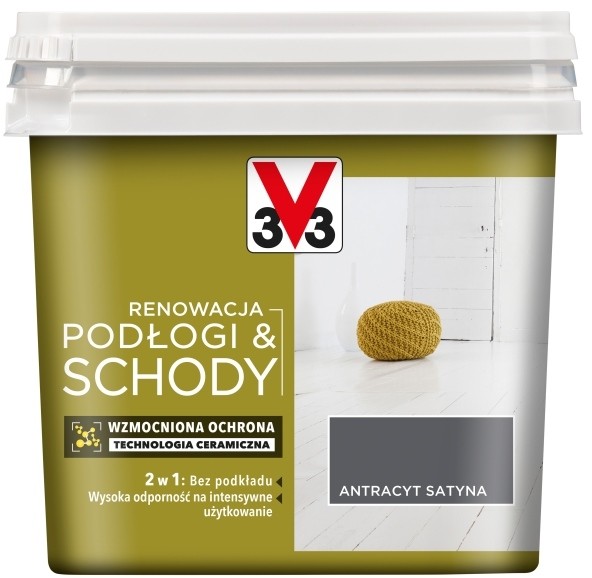 V33 Farba renowacyjna Podłogi & Schody antracyt satyna 0 75 l 118691