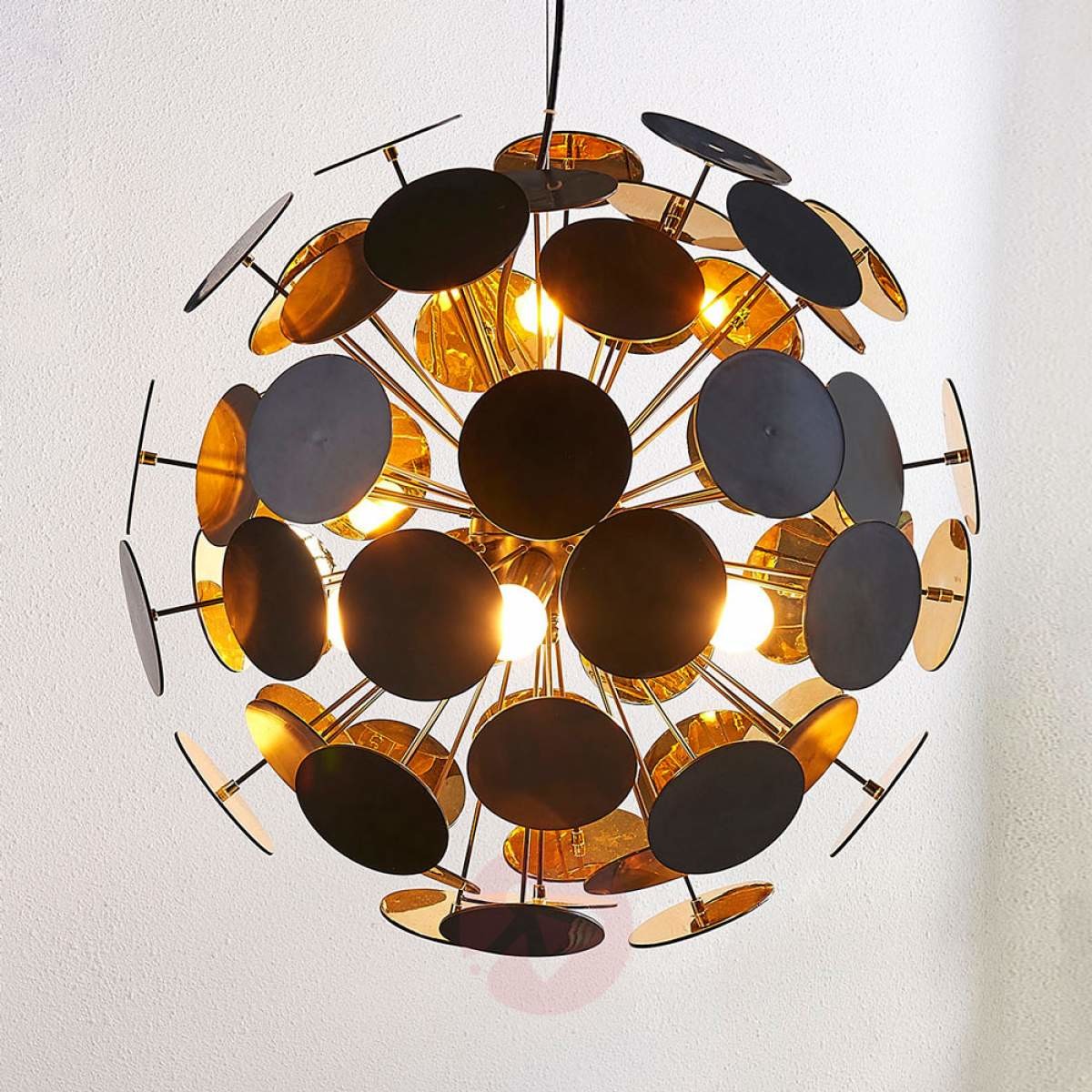 Lindby Stylowa lampa wisząca czarna ze złotem 54 cm - Cerchio