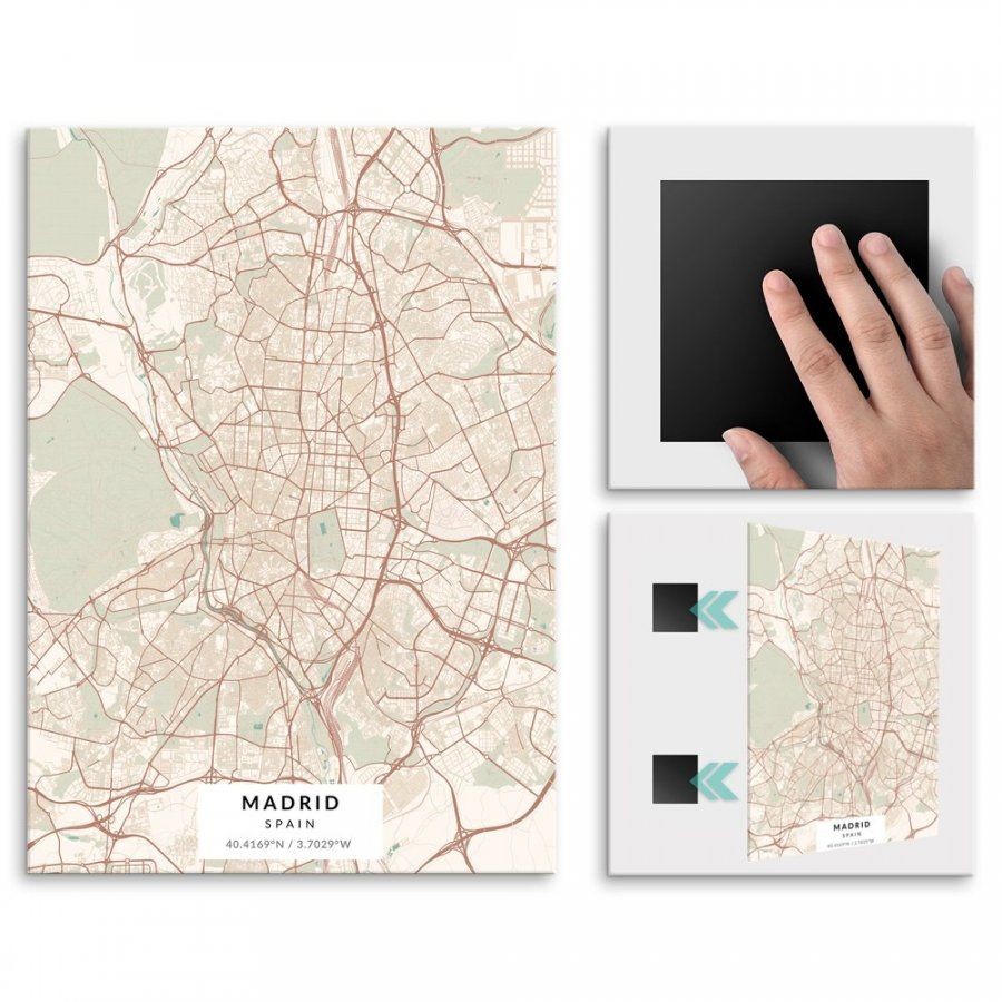 Pix4home Plakat metalowy Mapa Vintage Madryt M POS-M-03589