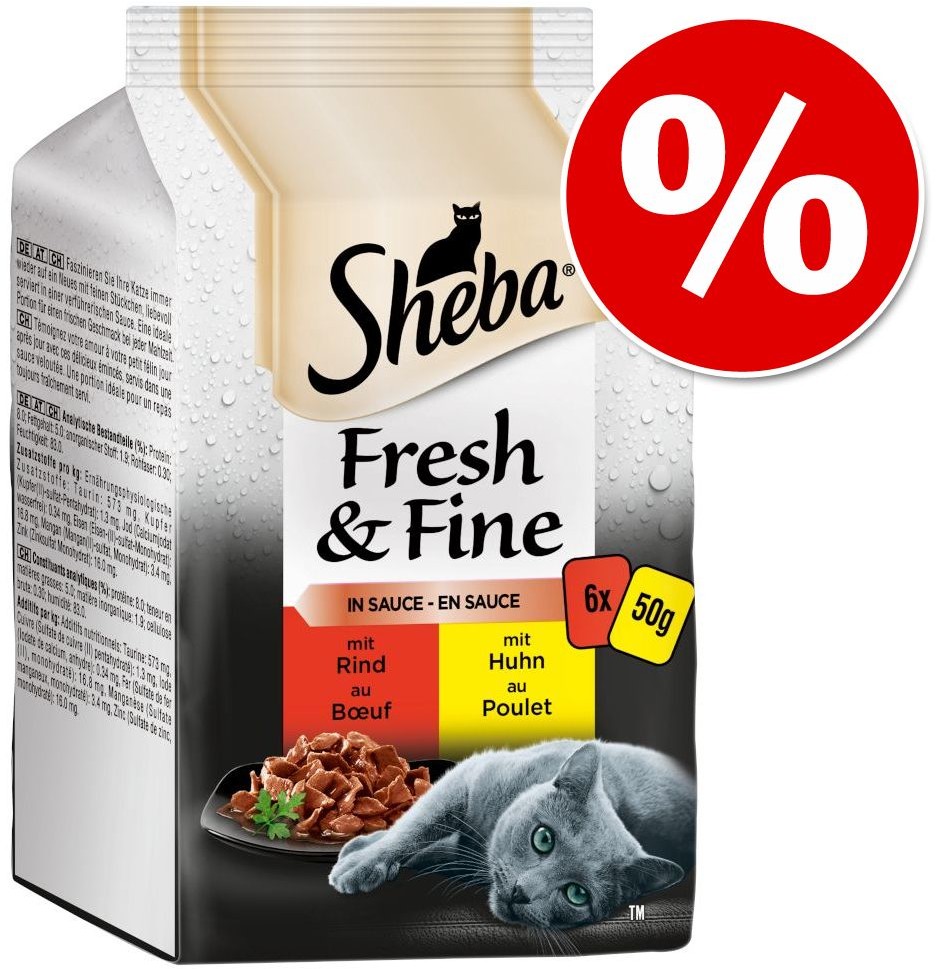 Sheba Fresh & Fine, 12 x 50 g - Łosoś i tuńczyk w sosie