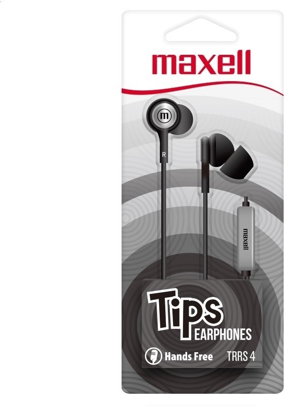 Zdjęcia - Słuchawki Maxell EARPHONES IN-TIPS IN EAR STEREO WITH MICROPHONE BLACK 304010.00.CN 