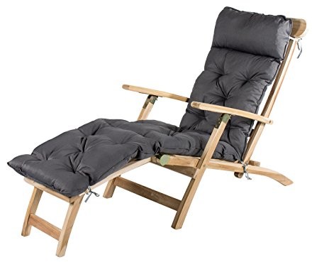 Meerweh meerr WEH Deck Chair nakładka nakładka na siedzisko Poduszka do leżenia poduszka poduszka na fotel z taśmy 195 x 49 cm Szary (20070)