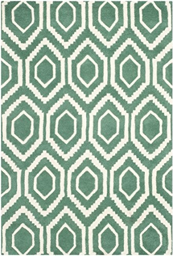 Safavieh cht731t Essex ręcznie ze wzorami dywan, wełna, Teal/kość słoniowa CHT731T-4