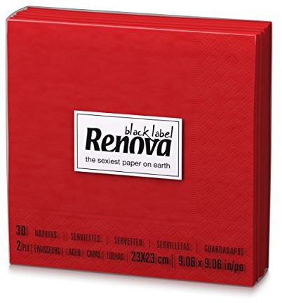 Renova serwetki papierowe, czerwone serwetki koktajlowe  30  [Pack 9]