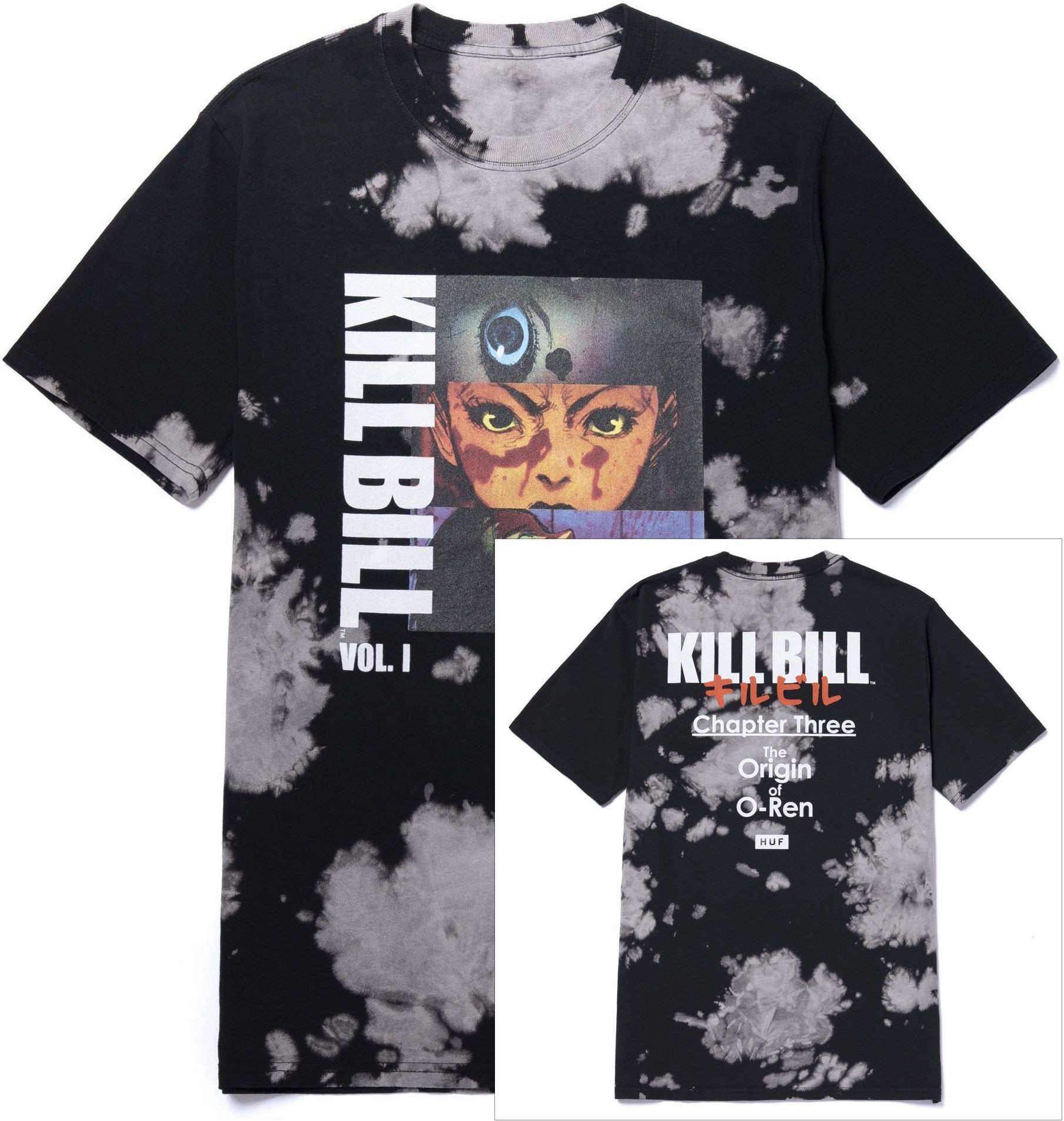 HUF t-shirt HUF KILL BILL) ORIGIN TIEDYE TEE Black