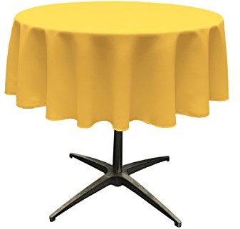 LA Linen La poliester popelina obrus okrągły TCpop58R_YellowDrkP47
