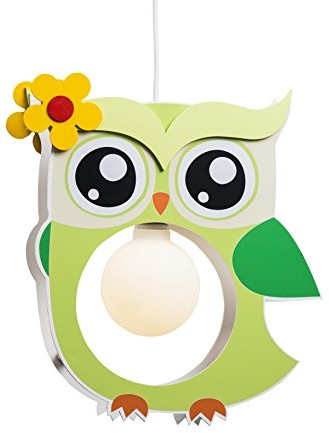 Elobra lampa sufitowa lampa wisząca sowa, pokój dziecięcy, drewno, zielony w odcieniu liści lipy dla dzieci, a + + 132203