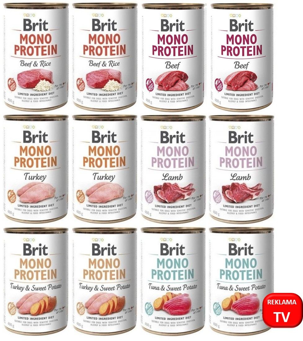 Brit Mono Protein MIX smaków 24x400g