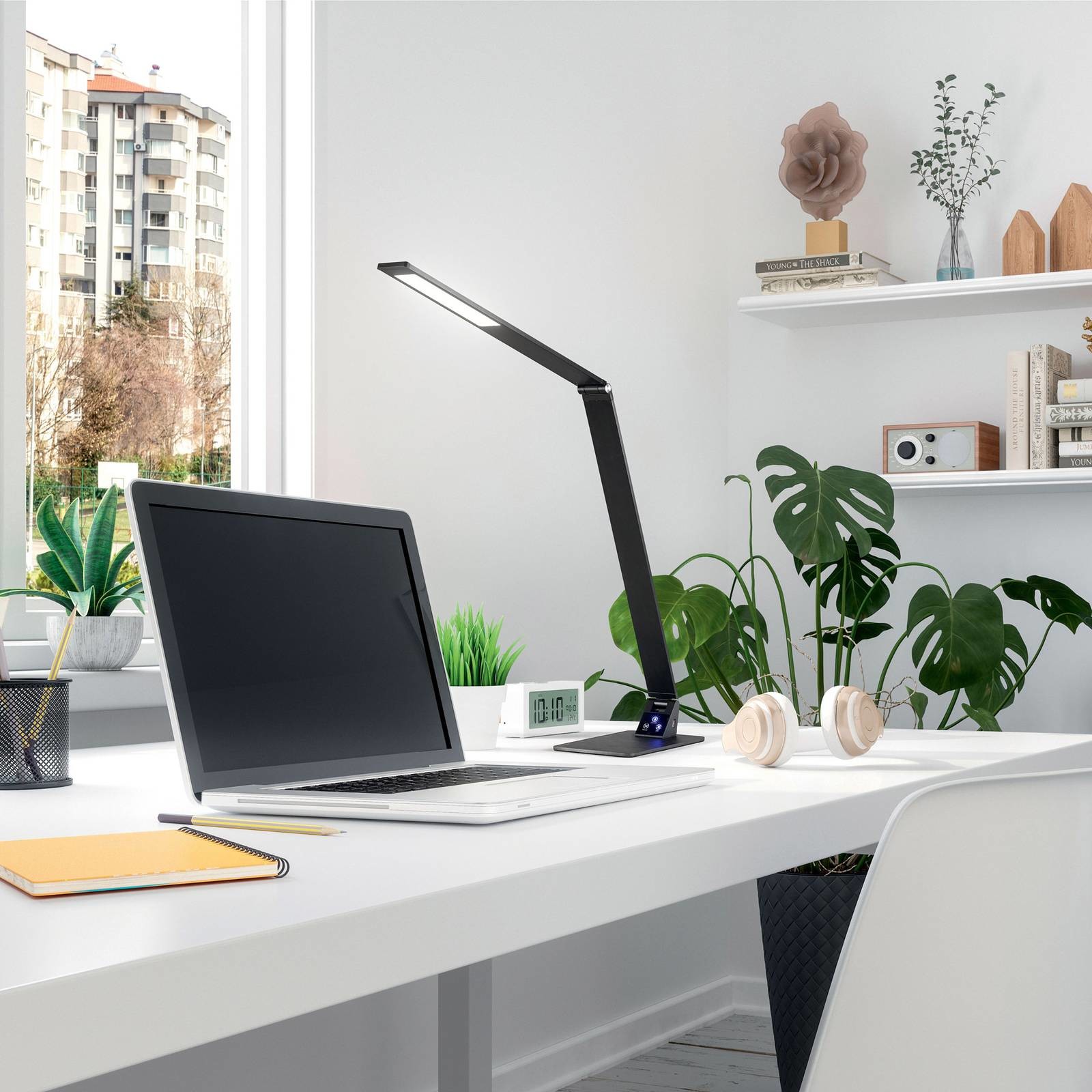 Fabas Luce Lampa stołowa LED Wasp ze ściemniaczem, czarna