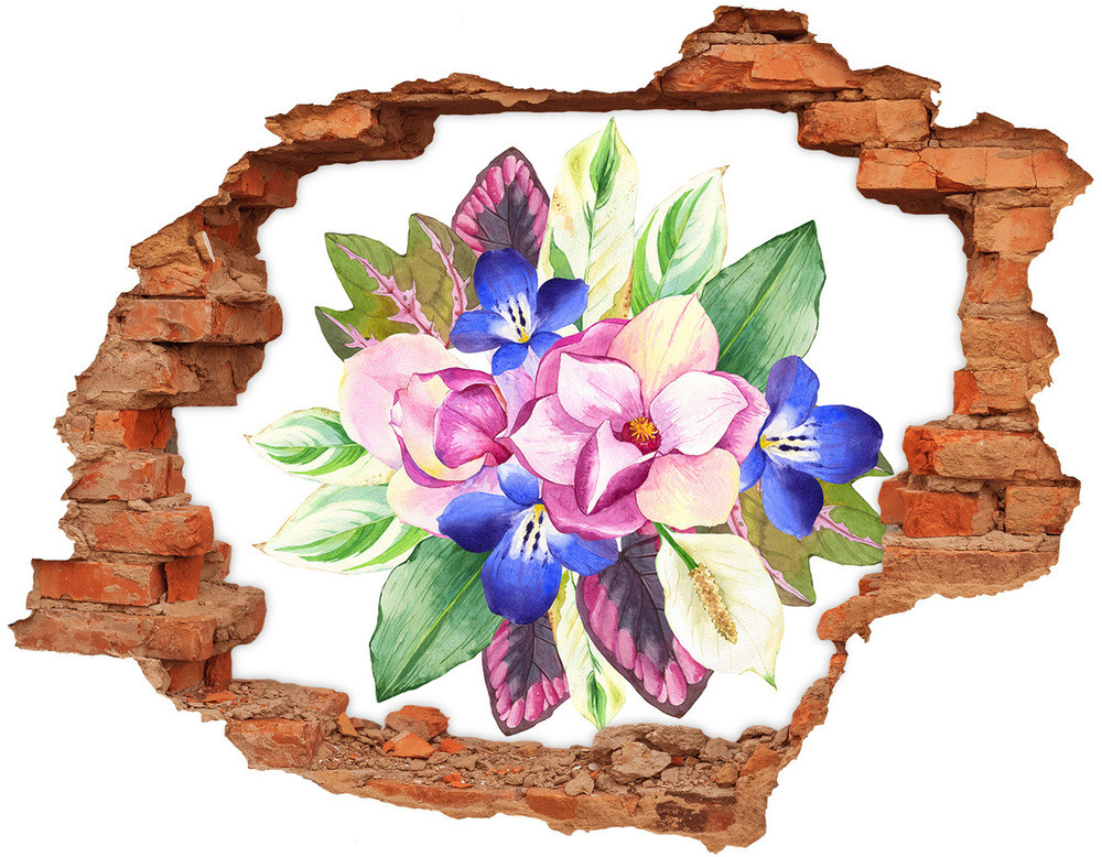 Wallmuralia.pl Naklejka 3D dziura na ścianę Bukiet kwiatków