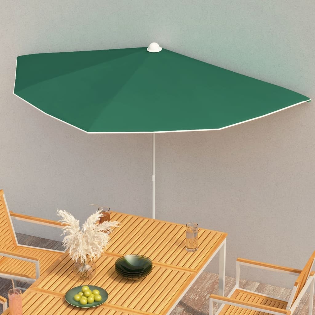vidaXL Półokrągły parasol ogrodowy na słupku, 180x90 cm, zielony 315560