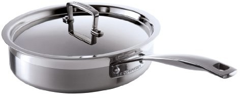 Le Creuset 96202124001000 3-Ply wiele warstw sautepfanne 24 cm, z pokrywką SSC510024