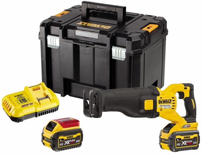 DeWalt akumulatorowa piła szablasta 54 V FLEXVOLT, Li-lon, 2 x 6,0 Ah, TSTAK, [DCS389T2-QW]