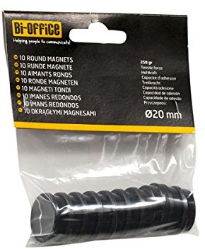 Bi-Office Bi-Office Okrągły magnes, 25 mm  czarny (10 sztuk) IM142609