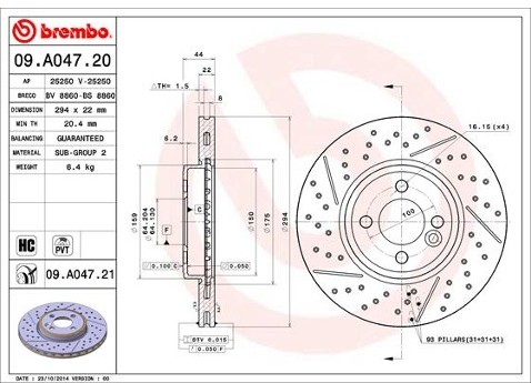 BREMBO Tarcza hamulcowa 09.A047.20