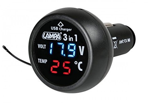 Lampa Spin 3 Otto-IN1 termom etro hand-+ voltimetro + Presa USB 74063