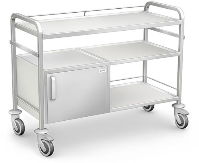 Ztm Tech-med STKO-04/E KO stolik-wózek zabiegowy ze stali kwasoodpornej z blatami i szafką STKO-04/E (KO)