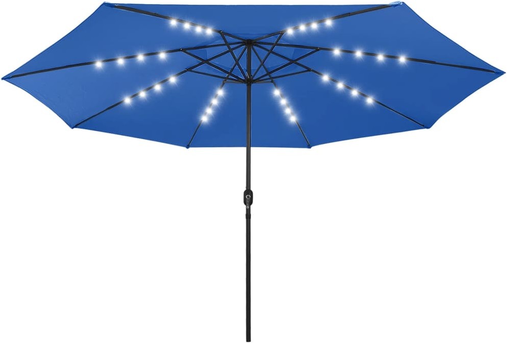 vidaXL Parasol ogrodowy z LED i metalowym słupkiem, 400 cm, lazurowy vidaXL