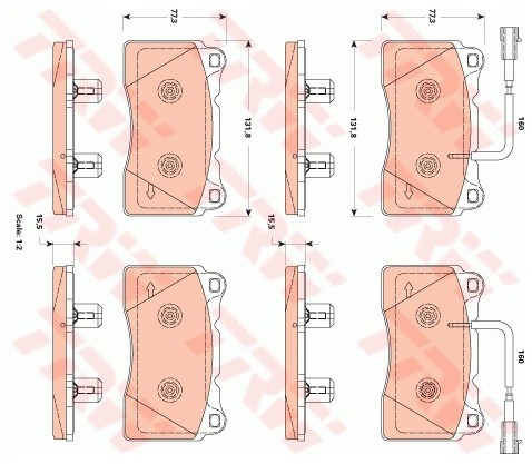 TRW Zestaw klocków hamulcowych, hamulce tarczowe GDB1888