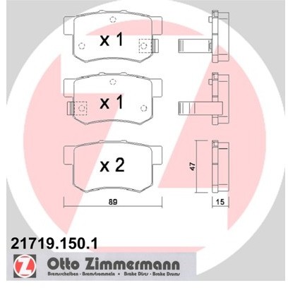 ZIMMERMANN Zestaw klocków hamulcowych, hamulce tarczowe 21719.150.1