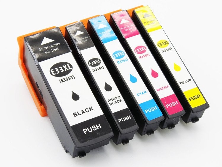 DD-Print Zestaw do Epson XP530 XP630 XP635 XP830 / 33XL T3351 T3361 T3362 T3363 T3364 / CMYK Kolor / Czarny - 16 ml Czarny - 26ml E33 zestaw