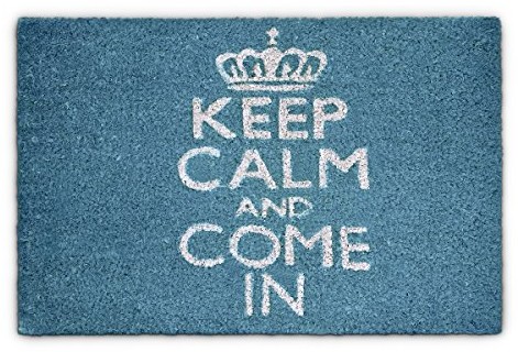 Relaxdays Wycieraczka 40 x 60 cm mata kokosowa Keep Calm podkładka mata kokosowa z antypoślizgową PCW wycieraczka wykonana z włókna kokosowego jako mata wyłapująca brud i  wycieraczka podłogowa mata do 10017784