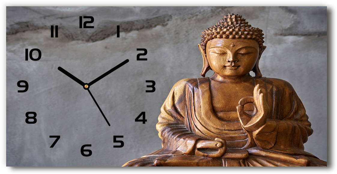 Zegar ścienny szklany Drewniany budda