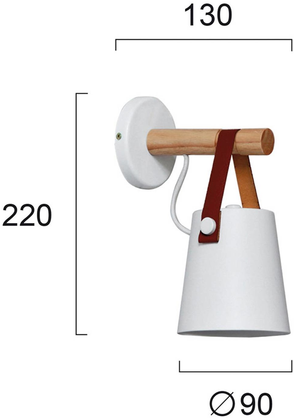 Viokef Lampa ścienna Vetra ze stalowym kloszem, biała