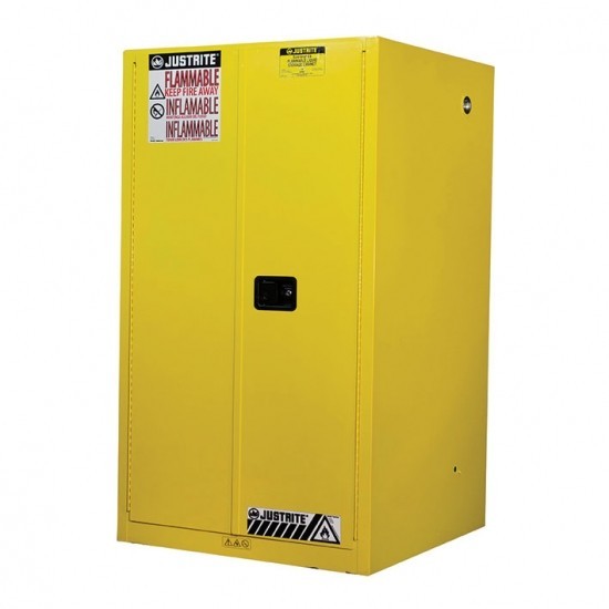 Justrite Safety Group Bezpieczna Szafa ( 170 L) - 2-Drzwiowa Żółty 100 L. -  200 L. 2 Szt. Manualne 165Cm X 109Cm X 46Cm