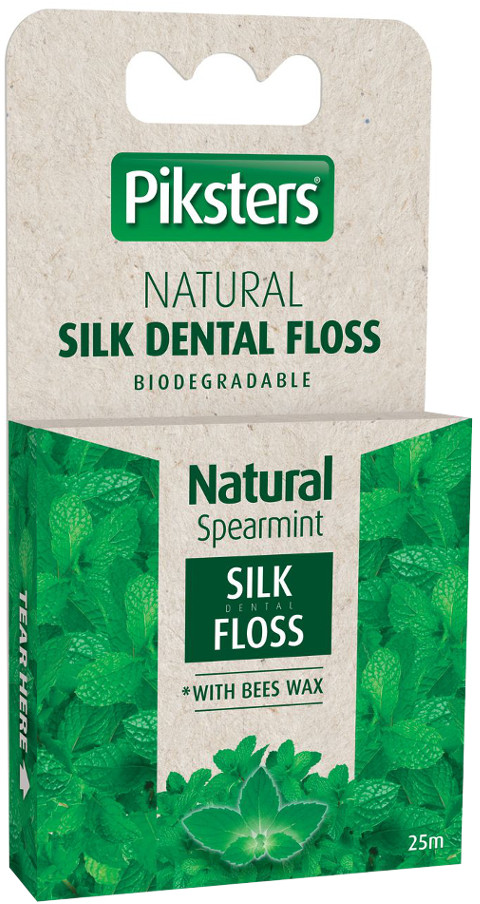 Piksters PIKSTERS Bamboo Silk Floss SPEARMINT 25m - jedwabna nitka do zębów delikatnie woskonawana