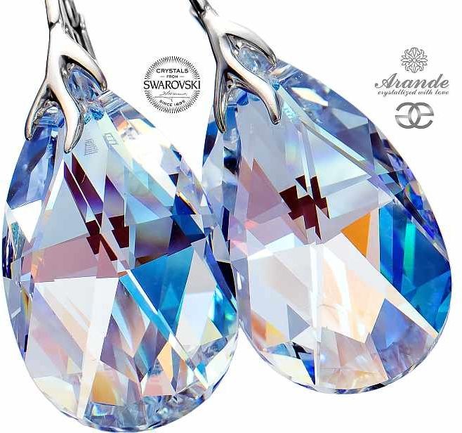 Swarovski ozdobne kolczyki BLUE AURORA HOLOGRAM SREBRO