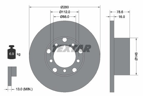 TEXTAR Tarcza hamulcowa 93012400