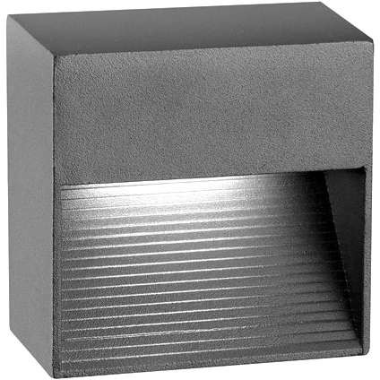 Lucide Zewnetrzna LAMPA schodowa DOWN 726408 metalowa OPRAWA ścienna LED 3W kwadratowa outdoor IP54 ciemnoszara 726408