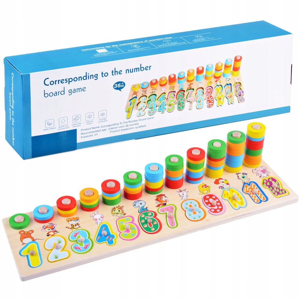 Kolorowa układanka drewniana z cyferkami ZA3604