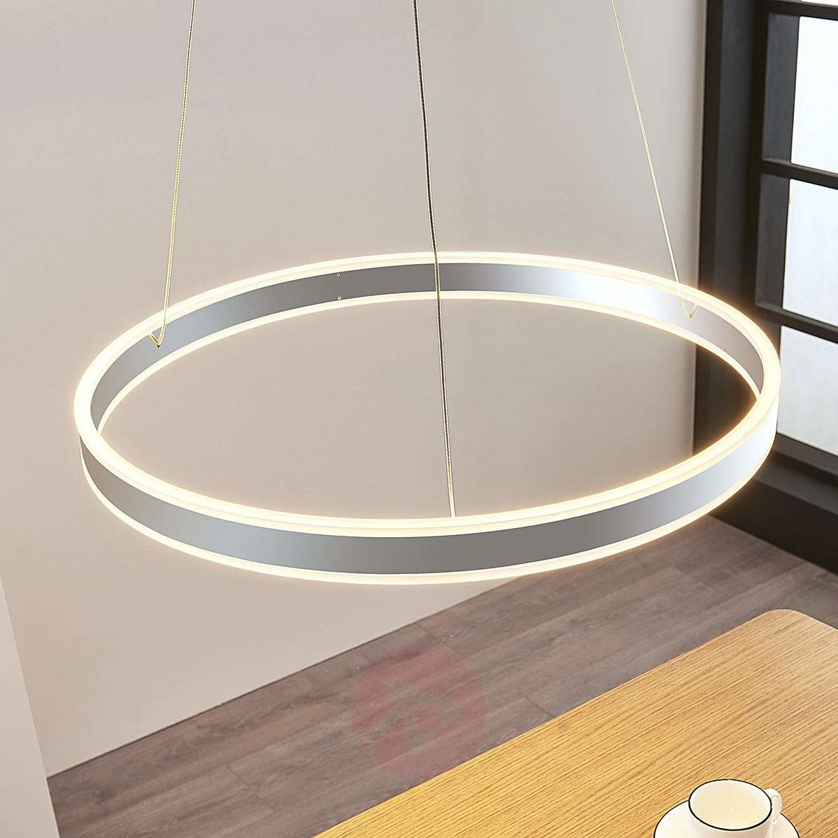 Lindby Moderne hanglamp chroom 60 cm incl. LED 3-staps dimbaar - Lyani