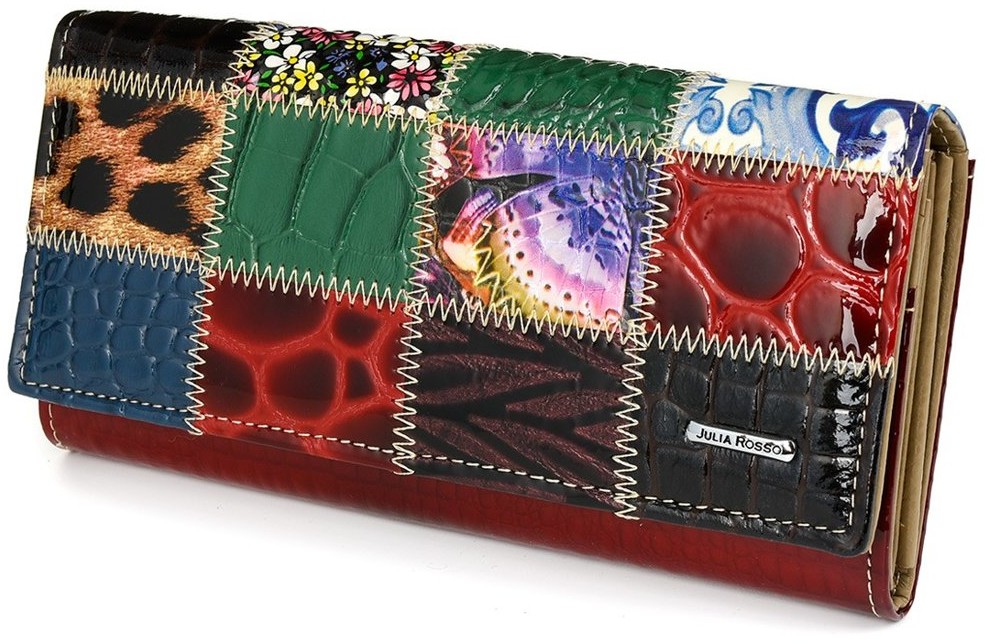 marka niezdefiniowana Portfel patchwork boho Julia Rososo skóra duży pudełko G89