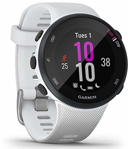 Garmin Forerunner 45S - cienki zegarek GPS do biegania z rozbudowanymi funkcjami do biegania, planami treningowymi, pomiarem tętna na nadgarstku, na wąskie nadgarstki, powiadomienia ze smartfona 010-02156-10
