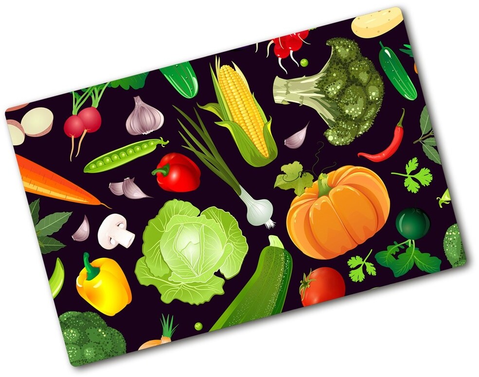 Deska kuchenna duża szklana Kolorowe warzywa