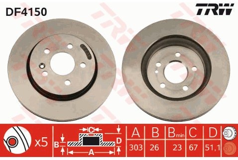 TRW Tarcza hamulcowa DF4150