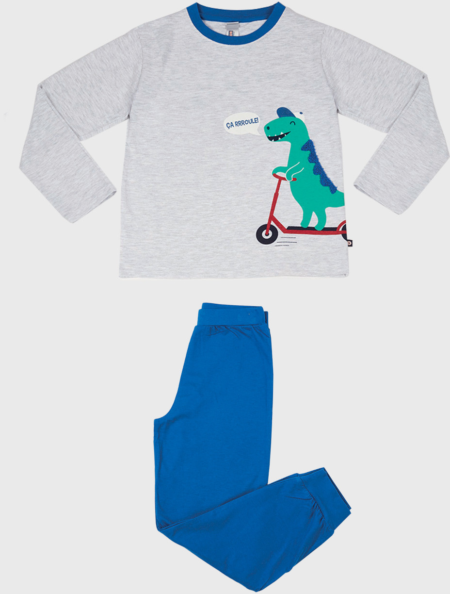 CTM Style Piżama chłopięca Dino szara