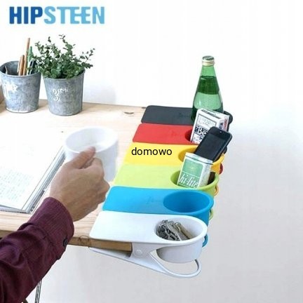 UCHWYT NA KUBEK DROBIAZGI DO BIURKA STOŁU pomarańc