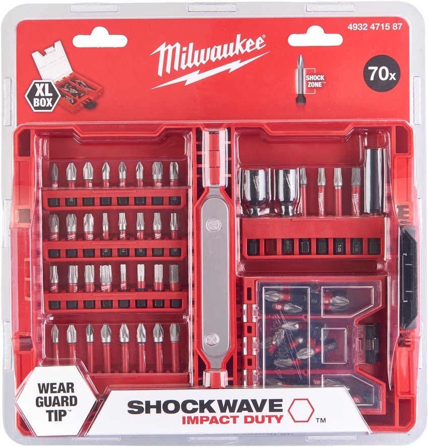 Milwaukee / Pozostałe / Akcesoria do elektronarzęd Zestaw bitów udarowych Milwaukee Shockwave Impact Duty XL Box (70 elementów) 4932471587
